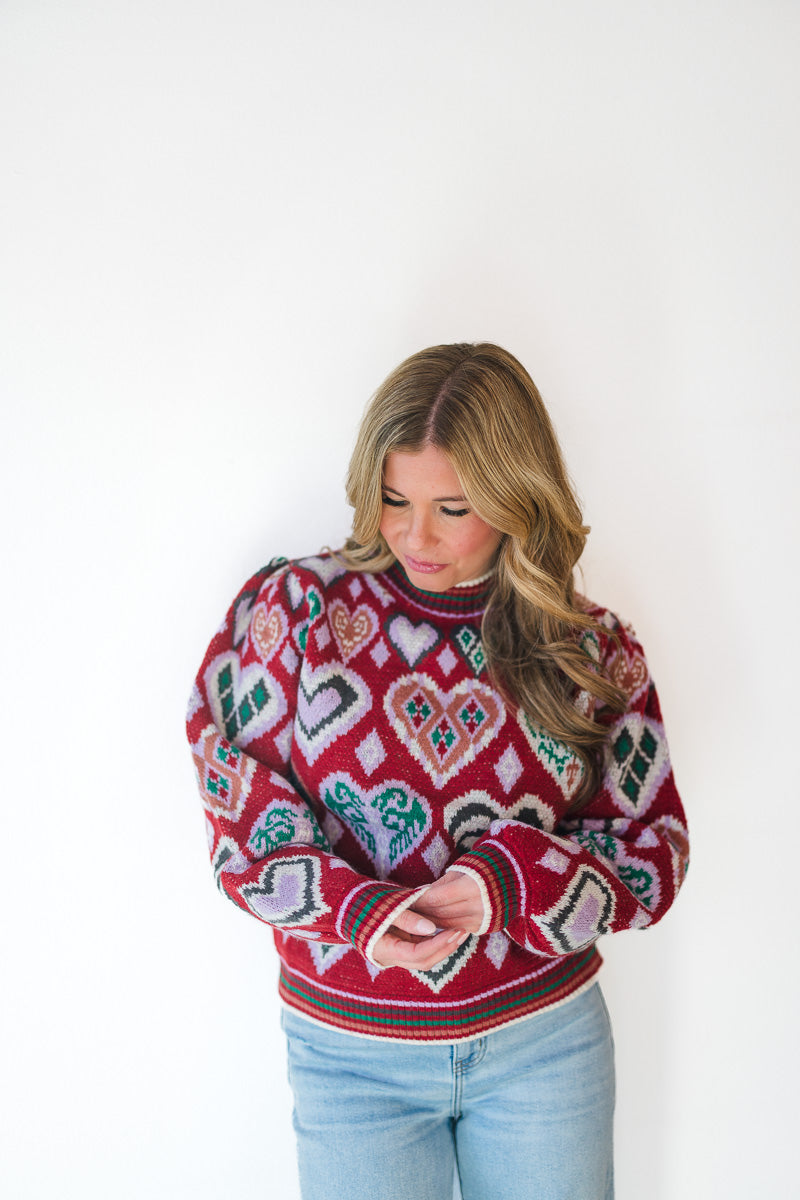 Heart Sweater in Wine