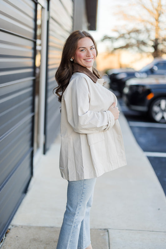 FINAL SALE Taupe Collar Oversized Jacket