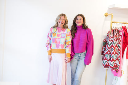 Fuchsia Mock Neck Wide Sleeve Top