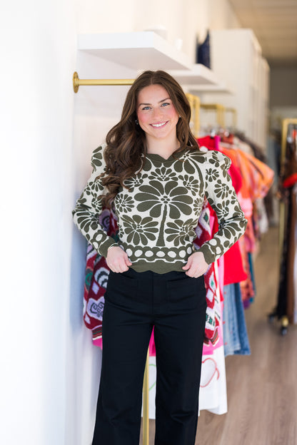 Final Sale-Palermo Green Knit Top