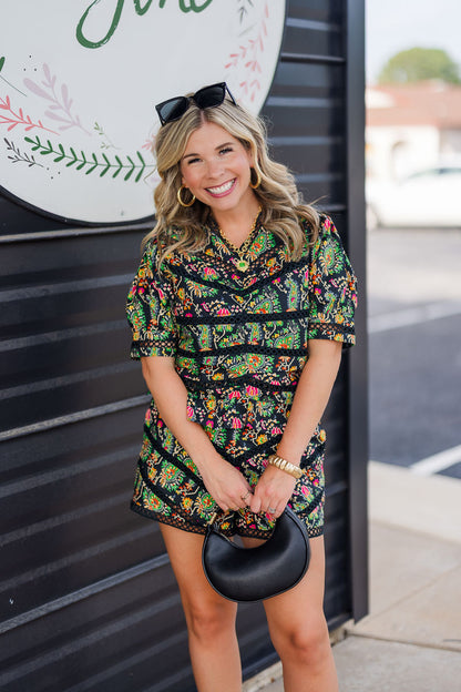 Paisley Embroidered Shorts