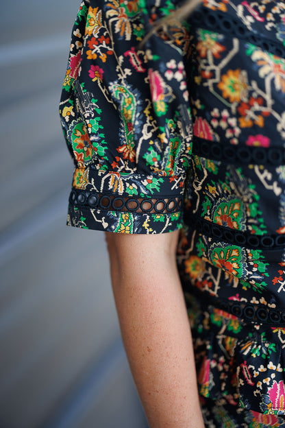 Paisley Embroidered Top in Black