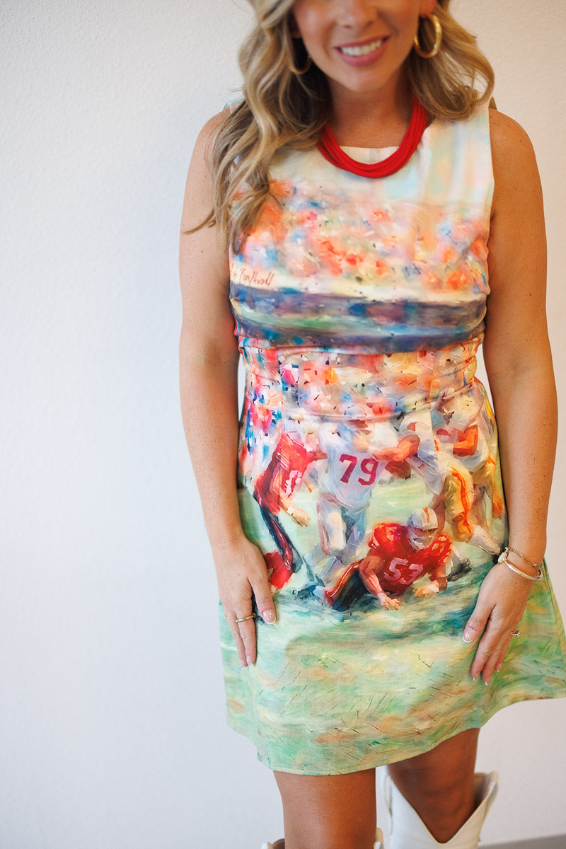 Faye Football Print Open Back Mini Dress