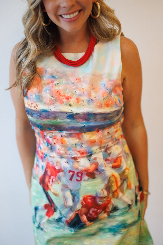 Faye Football Print Open Back Mini Dress