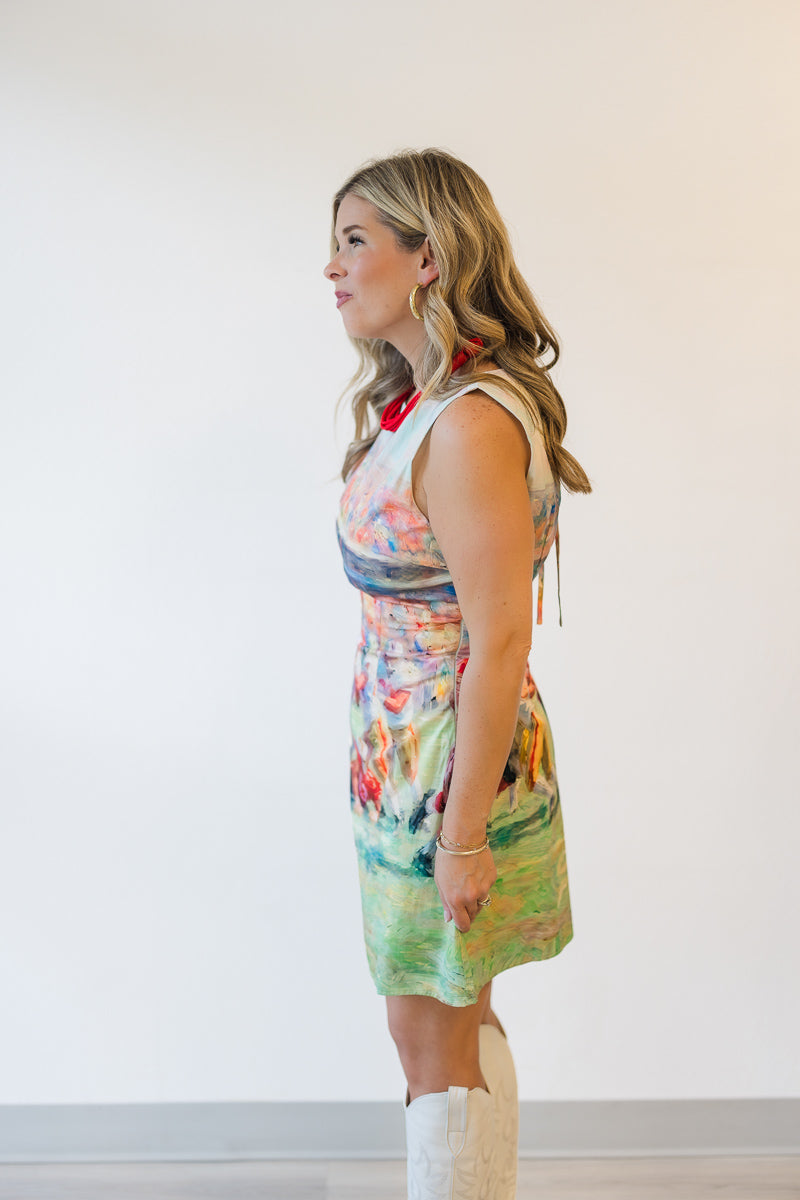 Faye Football Print Open Back Mini Dress