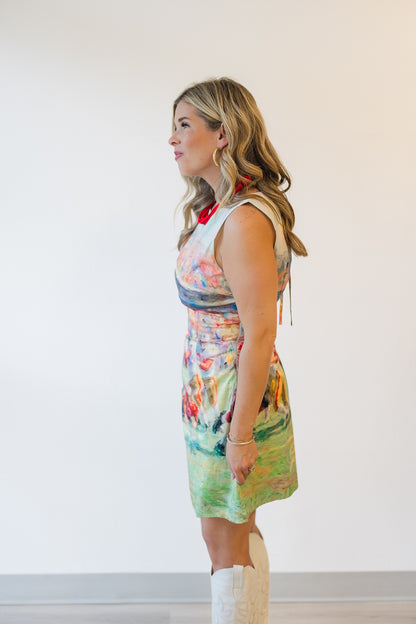 Faye Football Print Open Back Mini Dress