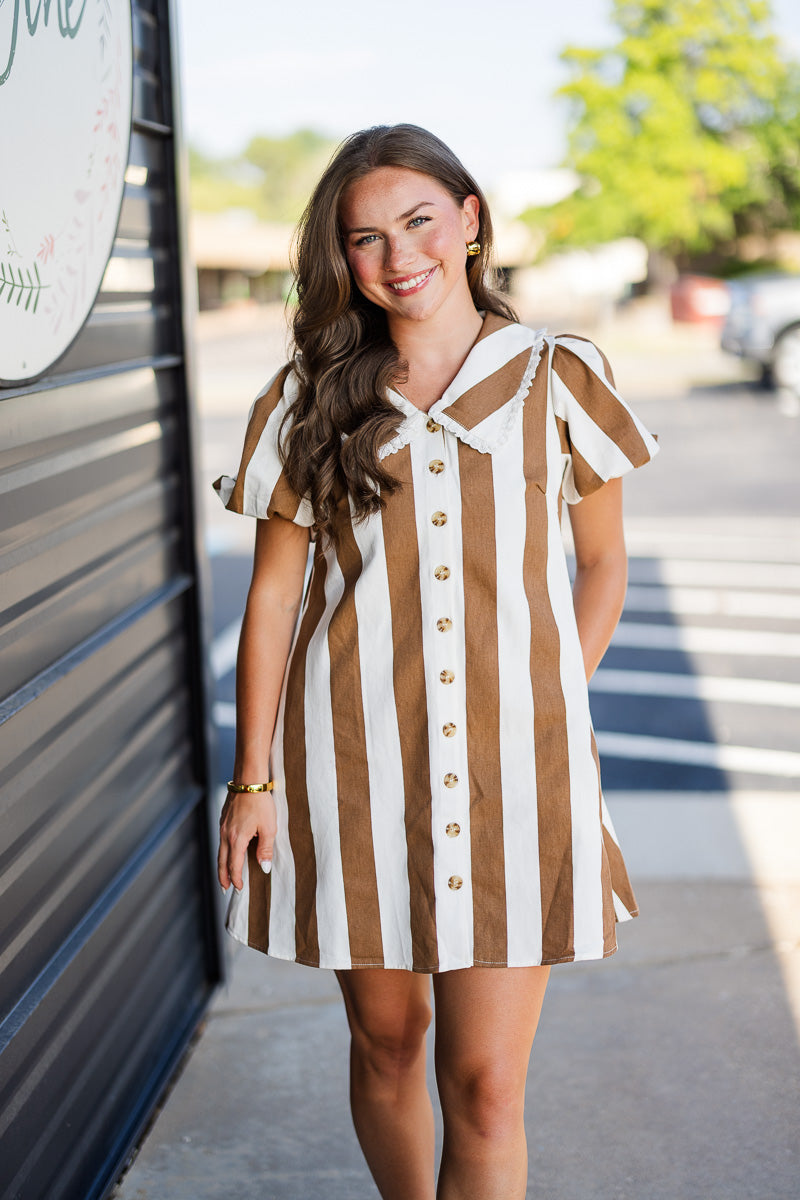 Cocoa Stripe Collar Dress