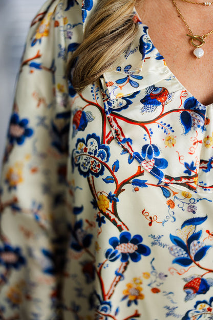 Rachel V-Neck Dress in Ivory Floral