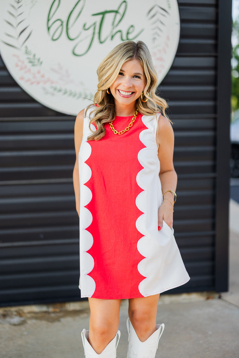 Scarlet Scallop Dress