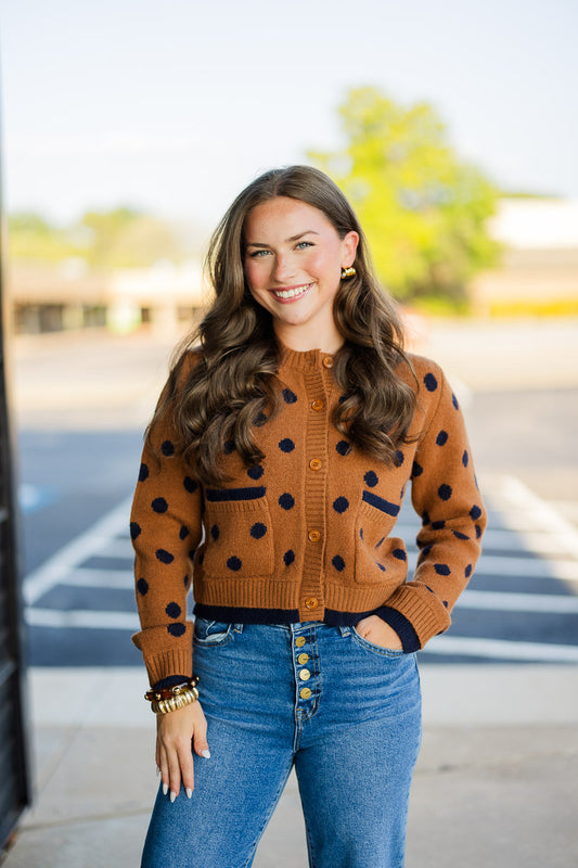 Autumn Polka Dot Sweater in Camel