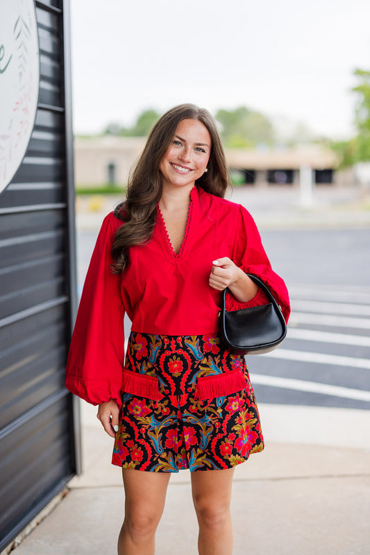 Sage Skirt in Damask