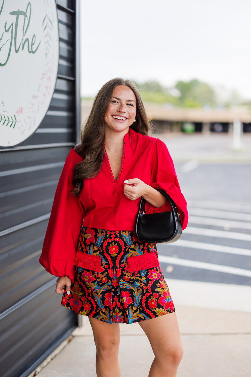 FINAL SALE  Sage Skirt in Damask