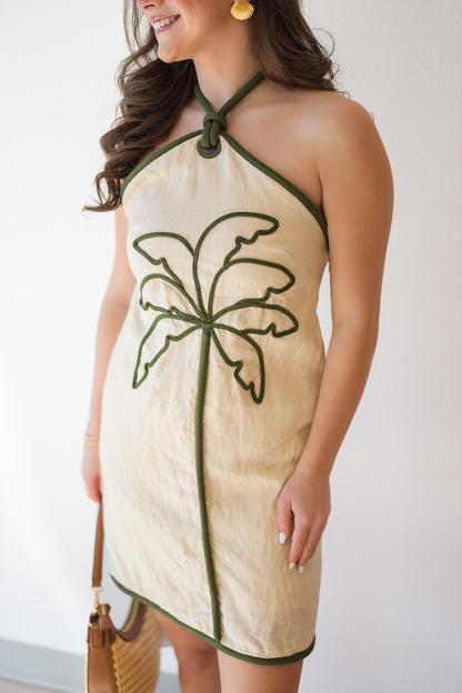 Sand Sleeveless Mini Dress