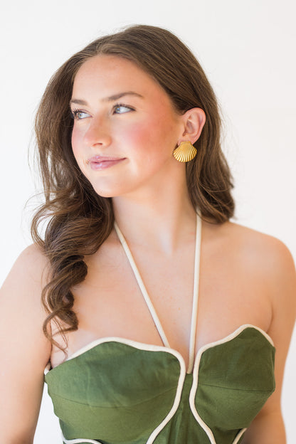 Green Wavy Cutouts Mini Dress