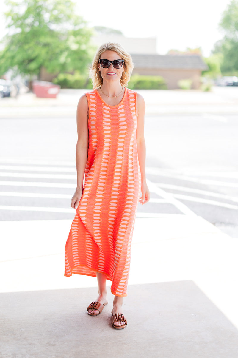 Margot Midi Dress in Bright Orange