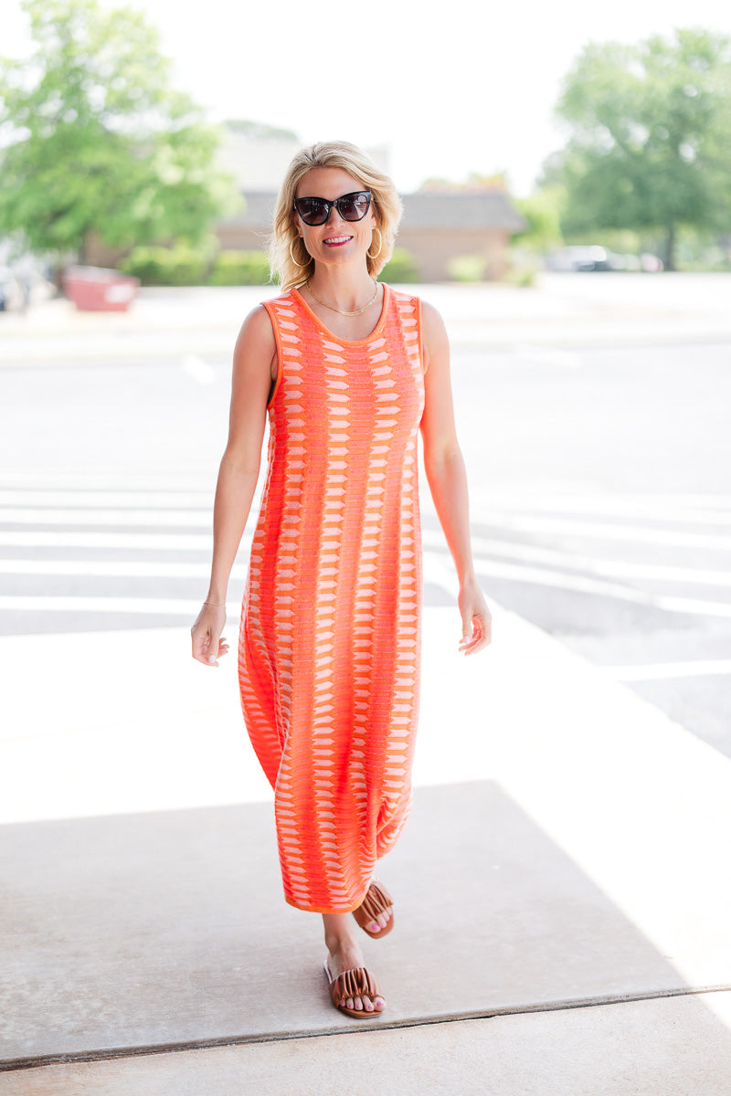 Margot Midi Dress in Bright Orange