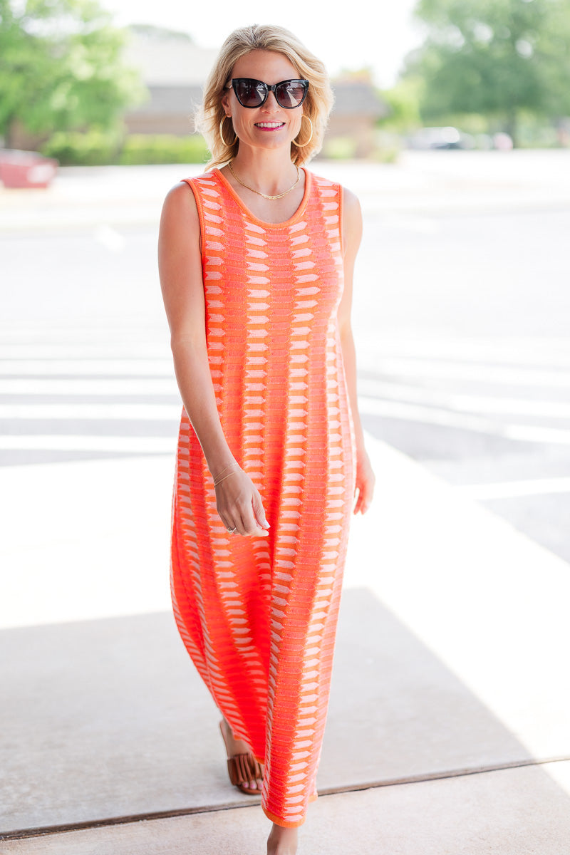 Margot Midi Dress in Bright Orange