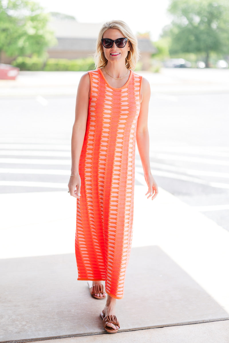 Margot Midi Dress in Bright Orange