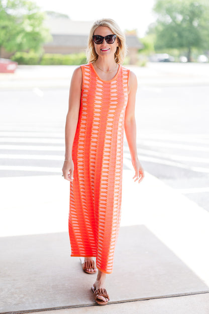 Margot Midi Dress in Bright Orange