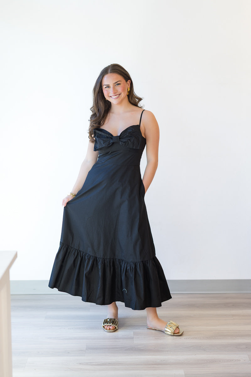 Jenny Bow Detail Midi in Black