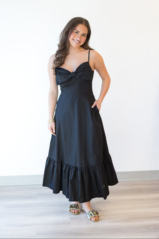 Jenny Bow Detail Midi in Black