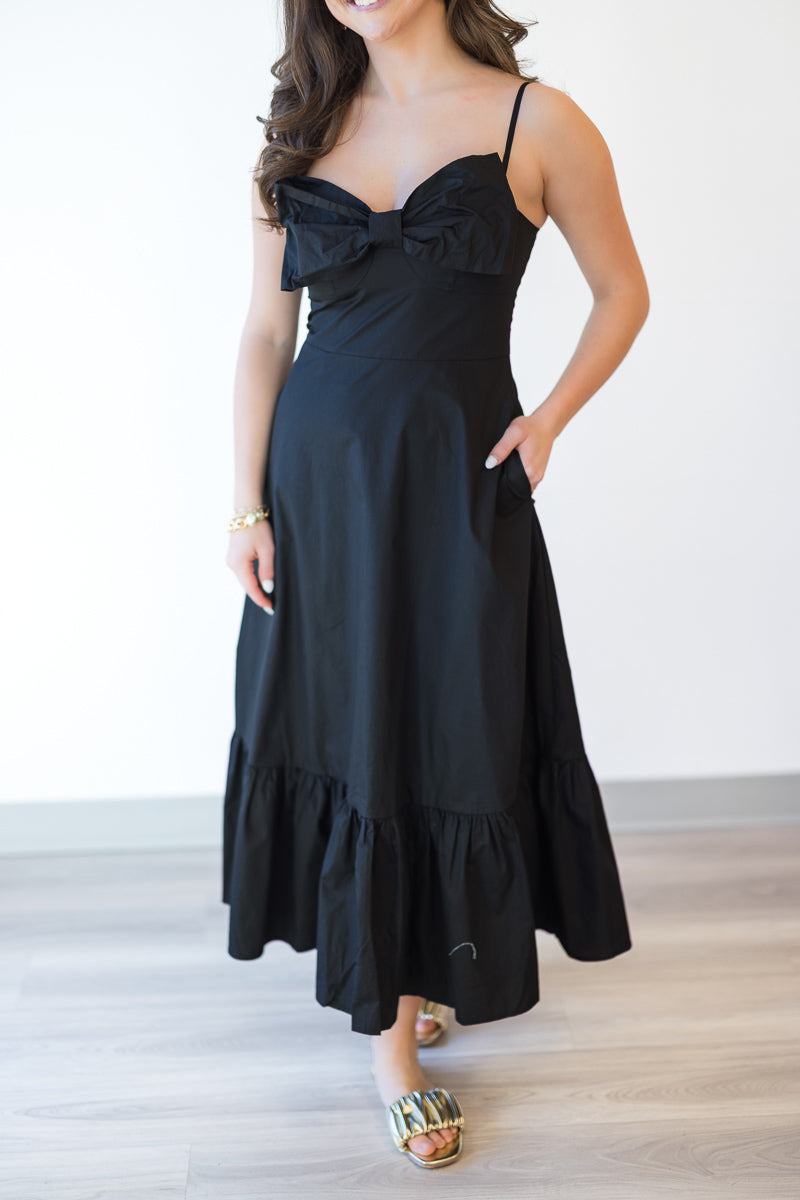 Jenny Bow Detail Midi in Black