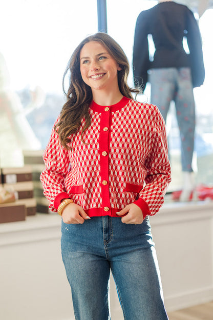 Long Sleeve Geometric Cardigan