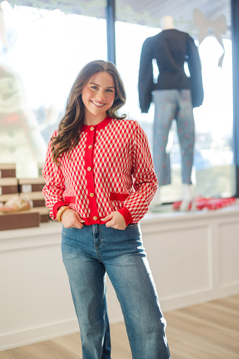 Long Sleeve Geometric Cardigan