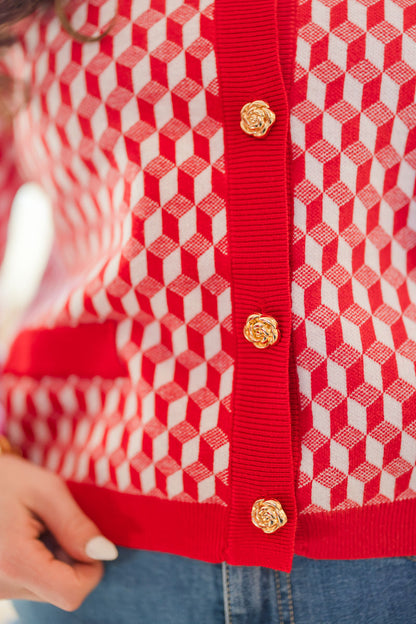 Long Sleeve Geometric Cardigan