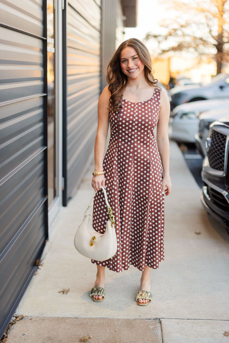 Polka Dot Dress in Brown