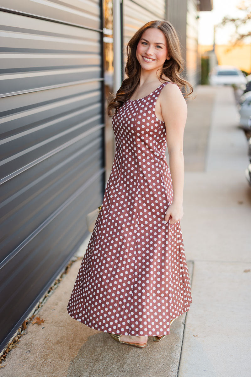 Polka Dot Dress in Brown