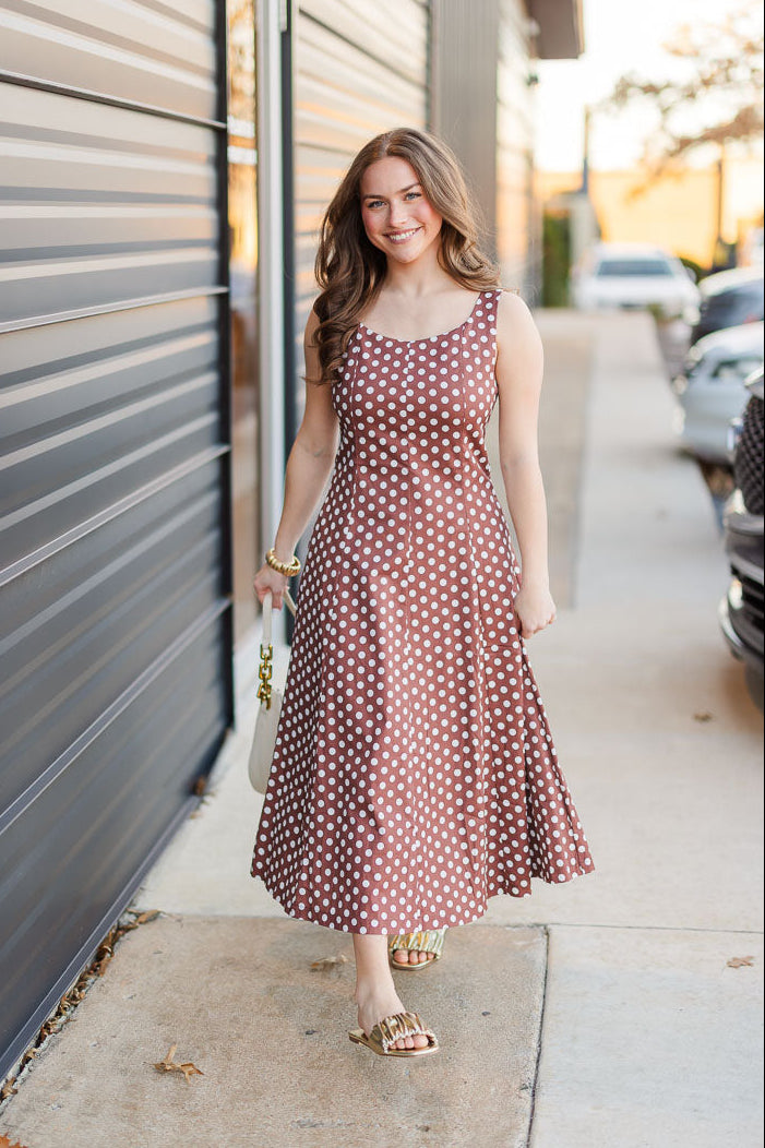 Polka Dot Dress in Brown