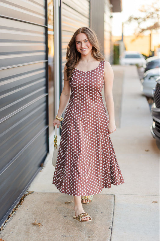 Polka Dot Dress in Brown