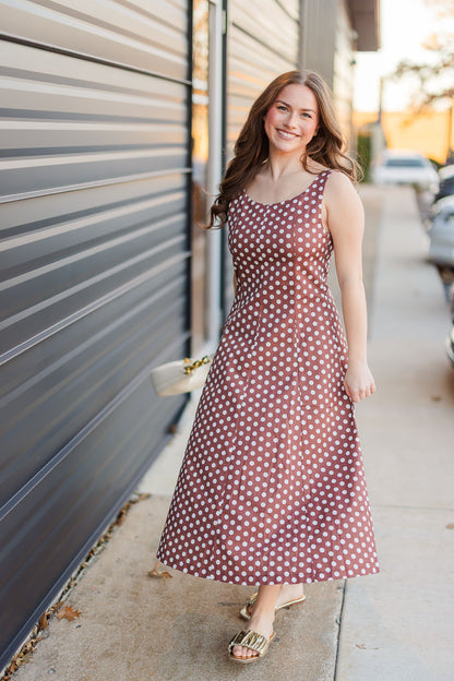 Polka Dot Dress in Brown