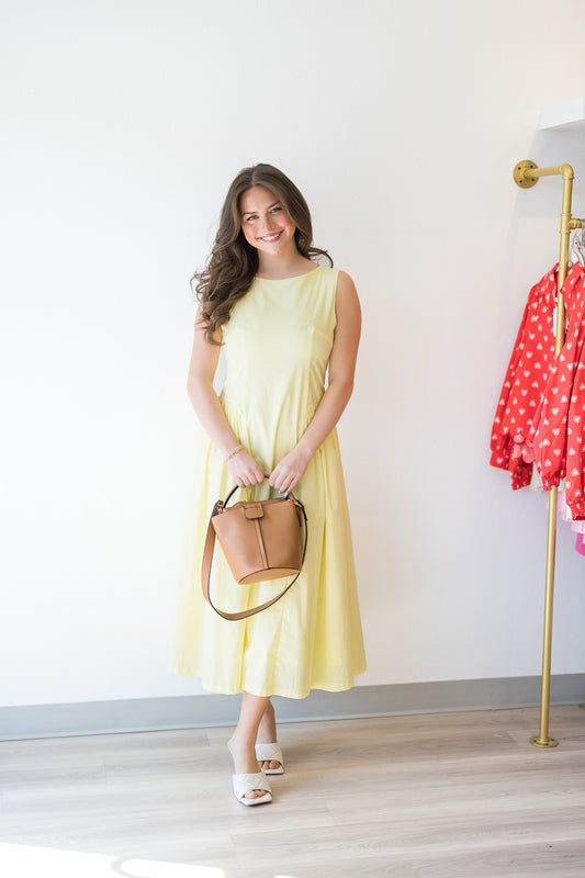 Cassie Sleeveless Midi Dress in Yellow