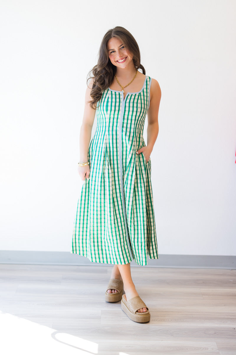 Lila Gingham Pattern Dress in Green