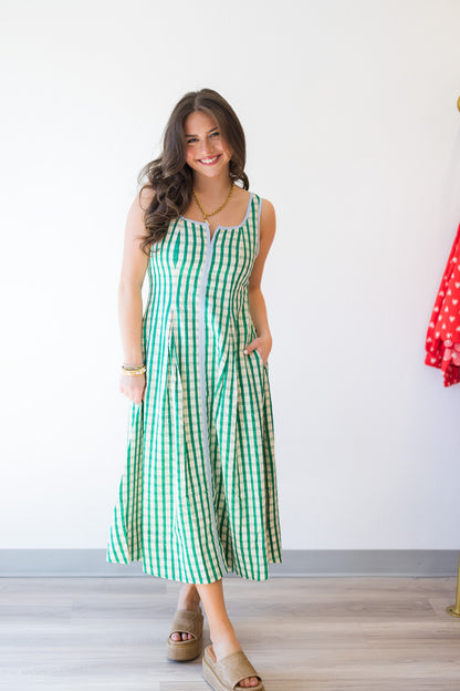 Lila Gingham Pattern Dress in Green