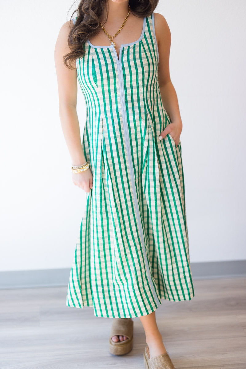 Lila Gingham Pattern Dress in Green