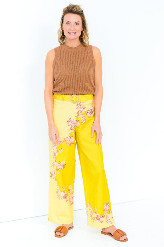 FINAL SALE Landen Pant in Yellow Floral