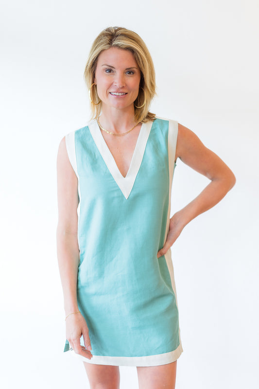 FINAL SALE Emily Shift Dress in Wasabi Linen