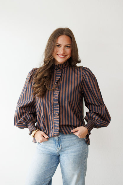 Timeless Twist Navy Striped Top