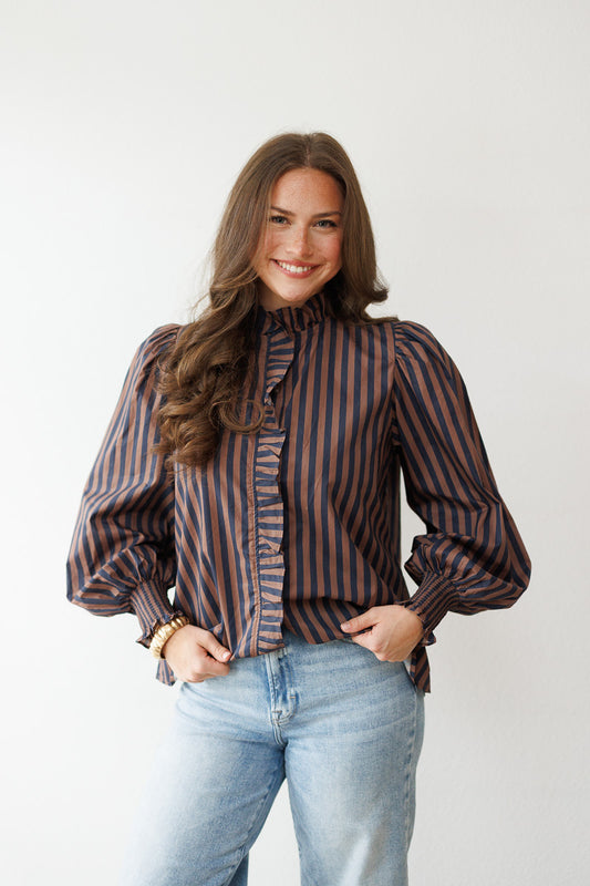 Timeless Twist Navy Striped Top