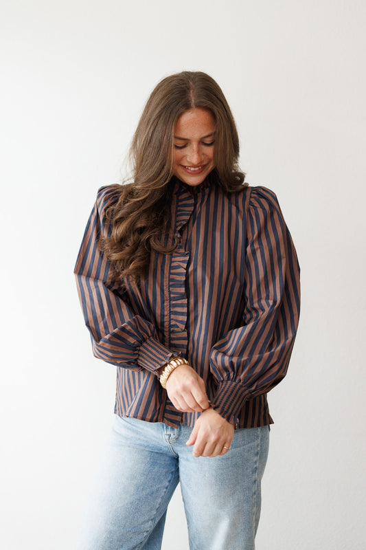 Timeless Twist Navy Striped Top