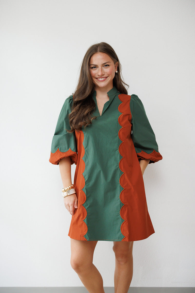 Haven Scalloped Colorblock Dress