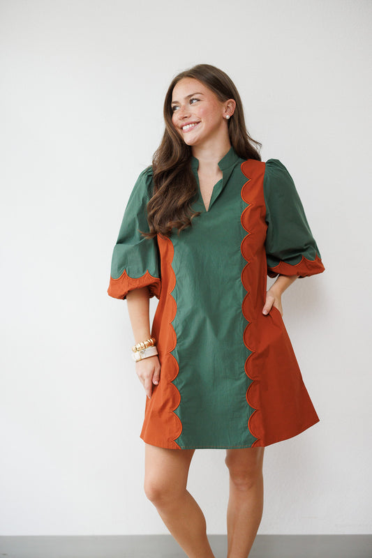 Haven Scalloped Colorblock Dress