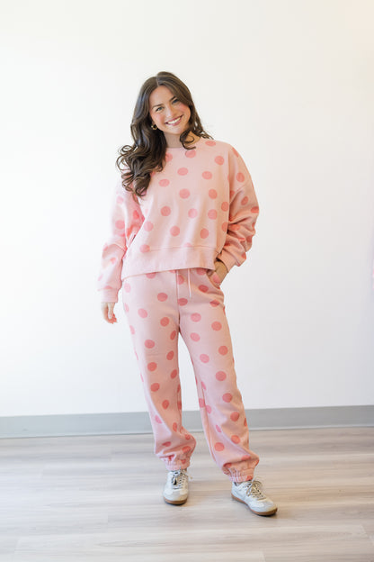 Blush Polka Dot Sweatpants