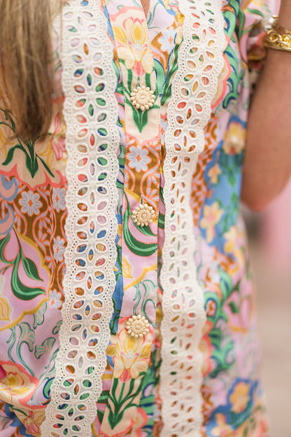 Garden Party Crochet Contrast Satin Pants