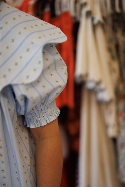 Floral Stripe Collar Button Up