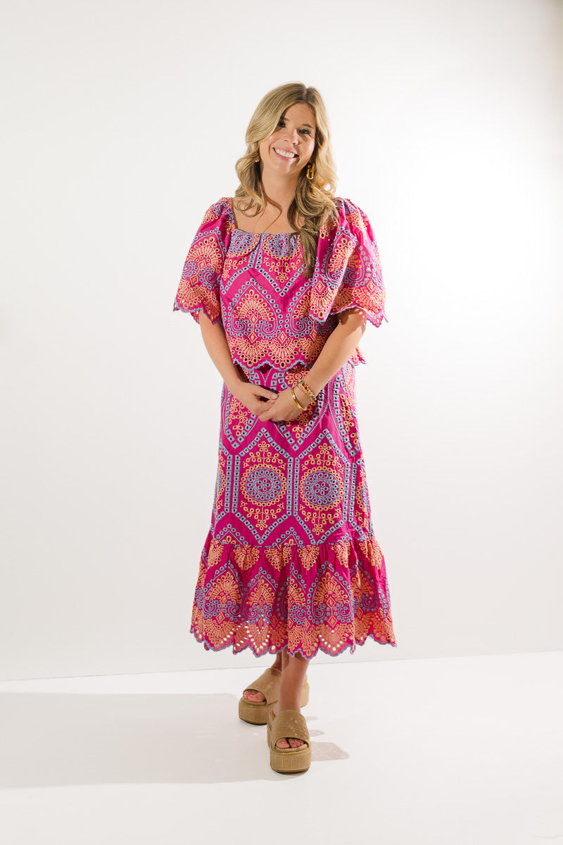 Square Neck Embroidered Top