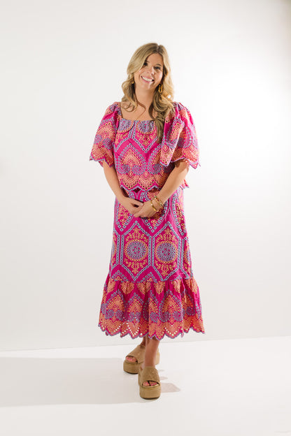 Square Neck Embroidered Top